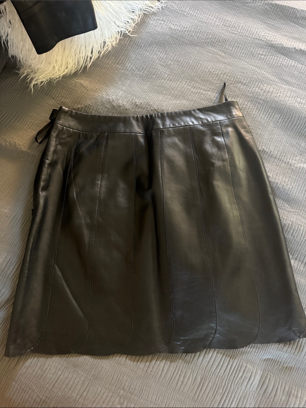 Black Leather Mini Skirt - Sleek Panel Design